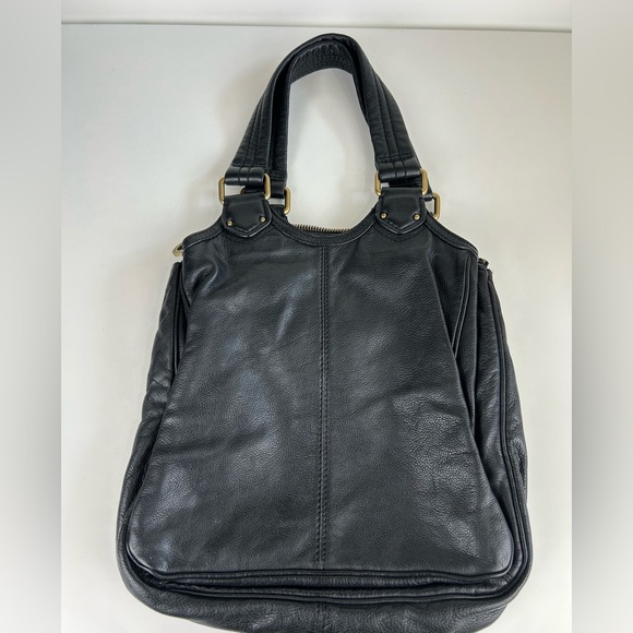 MARC BY MARC JACOBS TOTALLY TURNLOCK TERI TOTE BLACK GENUINE BUTTERY LEATHER